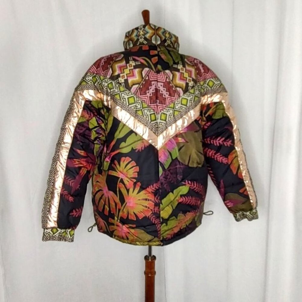 Farm Rio Puffer Jacket L Tropical Rauti Reversible Colorful Metallic WiNTER - Picture 10 of 14